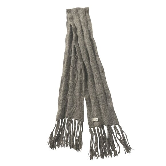Accessories Women's Rabbit Hair Blend Fringe Scarf Gray 70"x7" - Picture 1 of 4